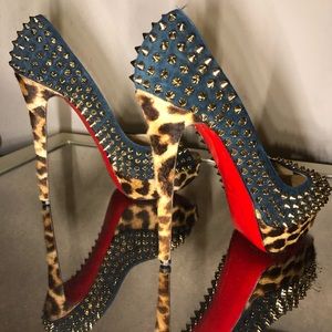 Christian Louboutin spiked/leopard 100% authentic